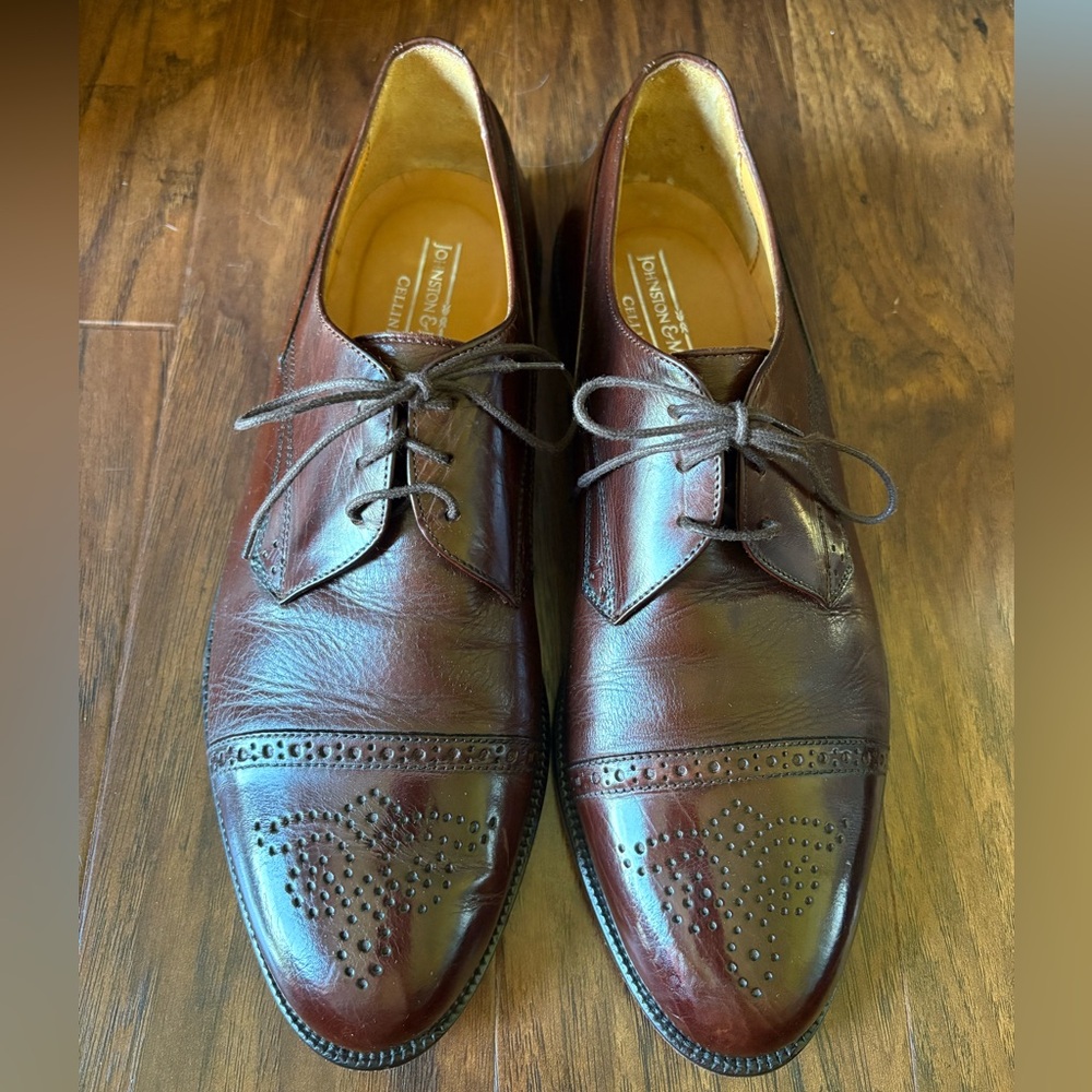 Johnston & Murphy Cellini Cap Toe Mens Leather Loafers Dark Brown Size 10.5